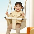 thumbnail image 4 of Indoor Outdoor Swing Indoor-Outdoor Swing Set​​ with Safety Harness, 50kg Capacity Kids Swivel Chair, Removable Canopy for Backyard/Playroom Safety Swing Chair, 4 of 6