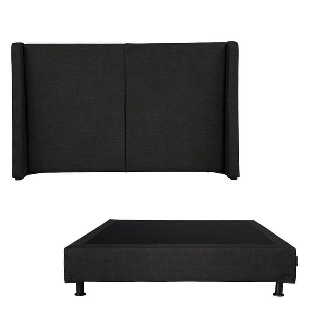 Box Base Cama Queen Size + Cabecera Milan Negro