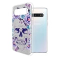 thumbnail image 2 of FINCIBO Silver Glitter Case, Sparkle Bling TPU Cover for Samsung Galaxy S10 G973 6.1" (NOT FIT Samsung Galaxy S10+ / S10 Plus 6.4 inch or S10E 5.8 inch), Teal Purple Skull Flowers, 2 of 4