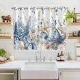 thumbnail image 2 of Blue Eucalyptus Coastal Kitchen Curtains Window Panels, Beach Starfish Shell Nautical Insulated Window Treatment Curtain, Grommet Curtains for Bedroom/Living Room/Bathroom, 2 Piece 52"Wx63"L, 2 of 8