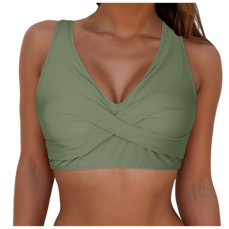 adviicd Swim Tops Women Top Only Swimsuit Tops for Women - Push Up Swim Top Only Bra Padded Swimsuit Tops 2025 Bathing Suit Tops (AG XL)