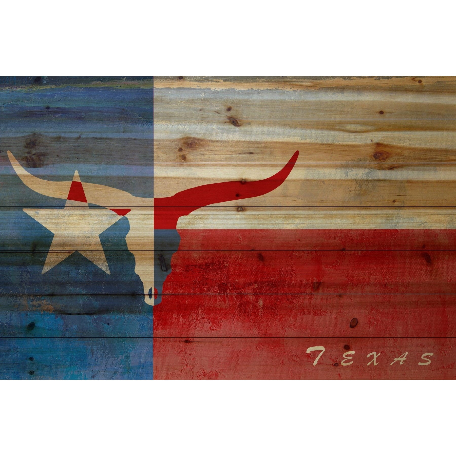 MARMONT HILL  - 'Texan Origins' Painting Print on Natural Pine Wood - Multi-Color 36 x 24