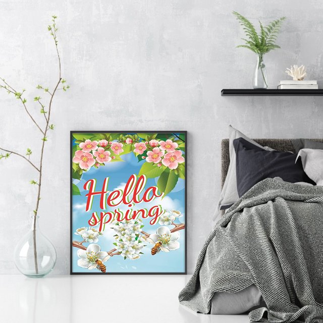 Cuadros Decorativos 5D bricolaje taladro redondo completo diamante pintura Sakura Kit arte decoración del hogar (DG456) Wdftyju embutido en tela