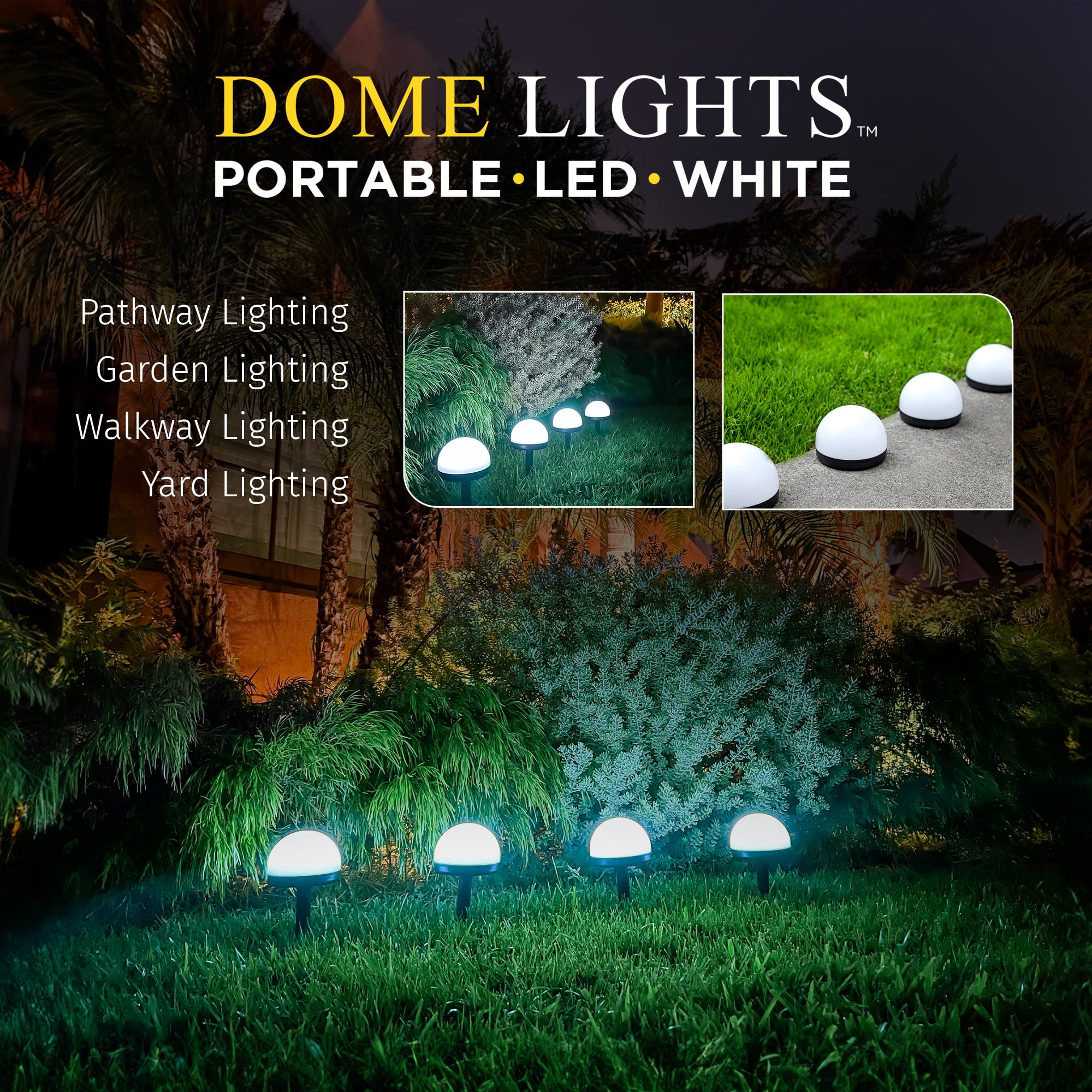 Bell+Howell Solar Pathway Lights 4 Pack IP65 Waterproof Solar Lights Outdoor, Auto On/Off Garden. Landscape Lighting, White Path, Powered for Yard Driveway Walkway Patio Lawn