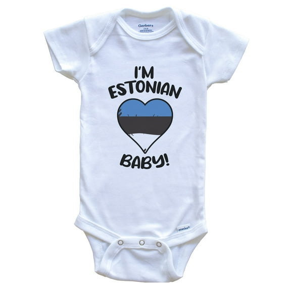 I'm Estonian Baby Funny Estonia Flag Heart Baby Bodysuit, 0-3 months white