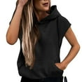 thumbnail image 5 of Summer Deal! Kctiaxy Black Hoodies for Women Sleeveless Crewneck Pullover Sweatshirt Solid Color Causal Loose Warm Sweater Jacket Fall Winter Trendy with Pockets, 5 of 7