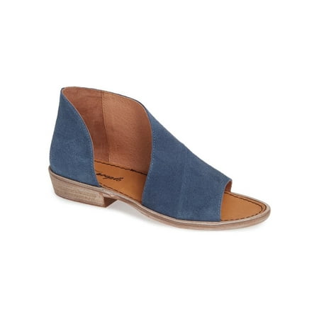 People Leather - Free People Womens Mont Blanc Leather Open Toe Casual, Blue/ Suede, Size 8.5