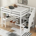 thumbnail image 4 of Bellemave Loft Bed with Desk and Stairs, Wood Full Size Loft Beds Frame with 4 Sotage Drawers and 4 Shelves, High Loft Beds for Bedroom (White), 4 of 10