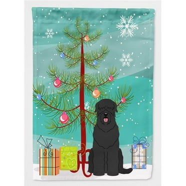 Caroline's Treasures BB4151CHF Merry Christmas Tree Black Russian Terrier Flag Canvas House Size , Large, multicolor