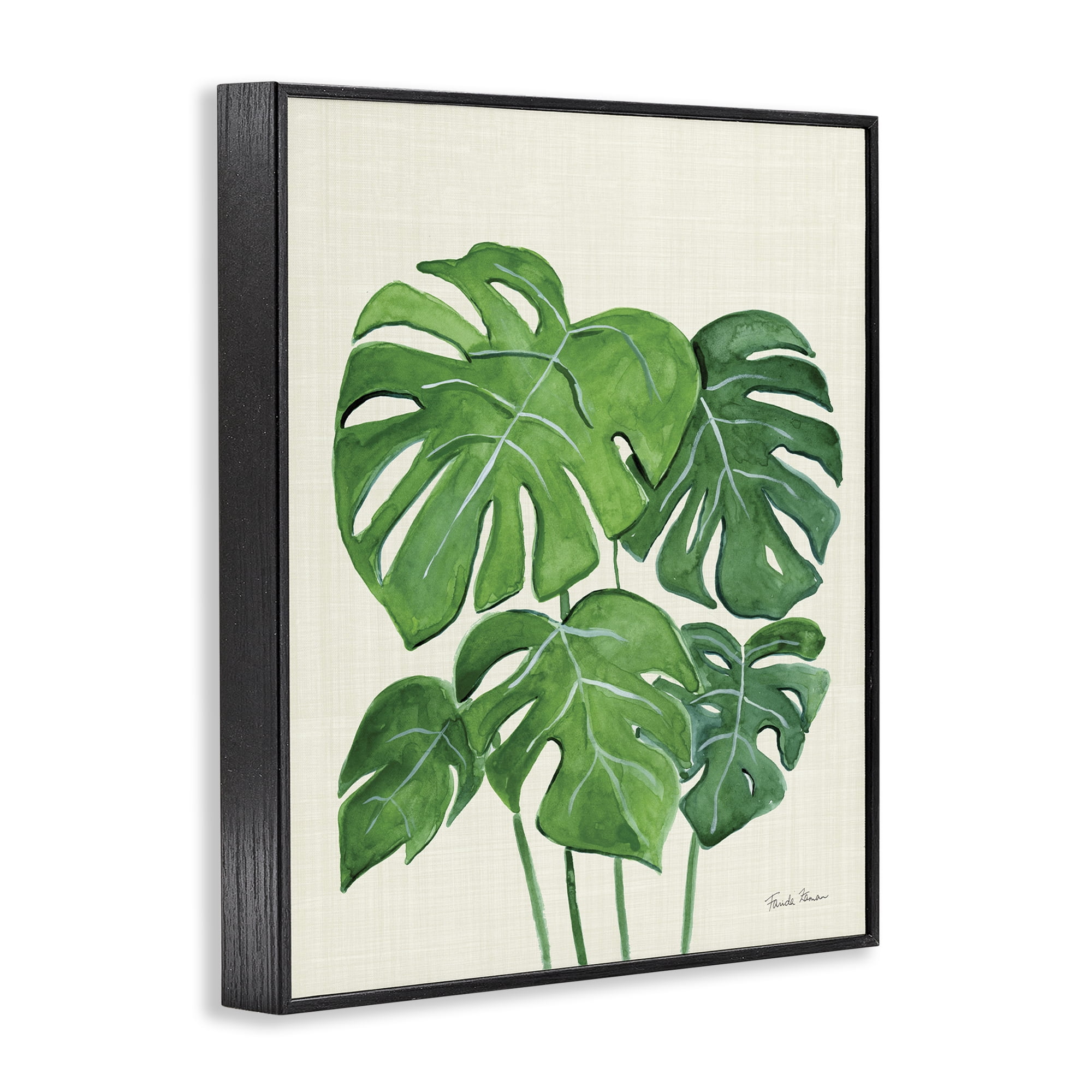 Stupell Industries Green Monstera Bundle Botanical & Floral Painting Black Framed Art Print Wall Art, 24 x 30