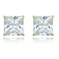 thumbnail image 6 of AVORA 10K Yellow Gold 10mm Princess Cut Simulated Diamond CZ Stud Earrings, 6 of 6
