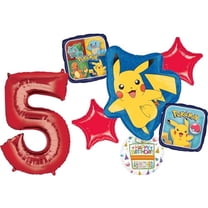Anagram 5th Birthday Party Supplies 7pc Pikachu Foil Balloon Bouquet Decorations