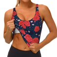 thumbnail image 3 of Fotbe Rose Flower Sujetador Deportivo Largo sin Aros para Mujer con Almohadillas y Soporte Medio, Transpirable y Absorbente, Camiseta Tipo Chaleco o Tank Top-XX-Large, 3 of 8
