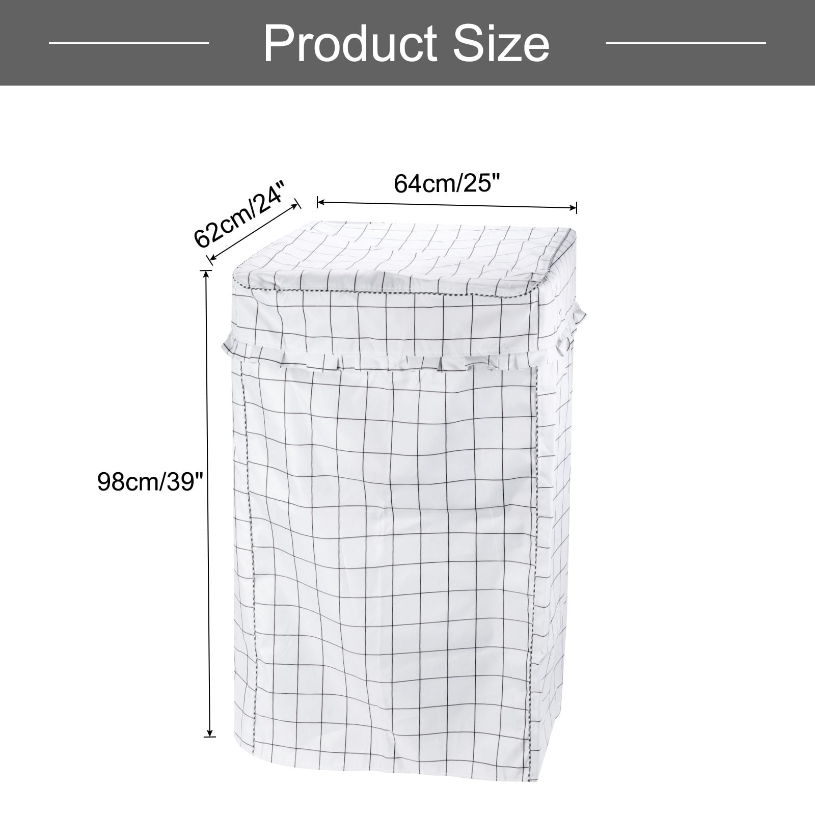 Top Load Washer Cover, Portable Washing Machine Cover, 24Wx25Dx39H Inch(XL Size) White Grid Waterproof Cover