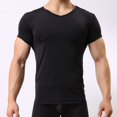 thumbnail image 2 of snowsong Mens Shirts Summer Tops Mens Ice Silk Short Sleeve T Shirt Ultrathin Tight Translucent Summer Fashion Shaping Top Home Wear Underlay T Shirts For Man Black L, 2 of 4
