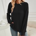 thumbnail image 6 of ameIAEA Fall Sweatshirts for Women Long Sleeve Crewneck Tops Side Slit Casual Loose Shirts, 6 of 7