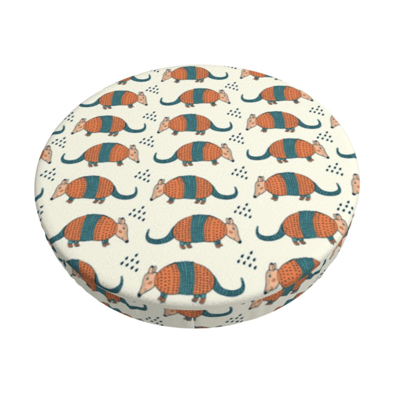 Easygdp Colorful Armadillos Print Easy To Install Bar Stool Covers&Stool Covers Round&Elastic Stool Cover, Barstool Covers,Washable&Bottom With Elastic Edge-12 inch