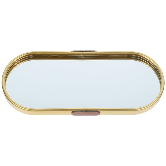 Decorative Tray for Desktop Cosmetics Storage Vanity Mirror and Jewelry with 1 Set Serving Function