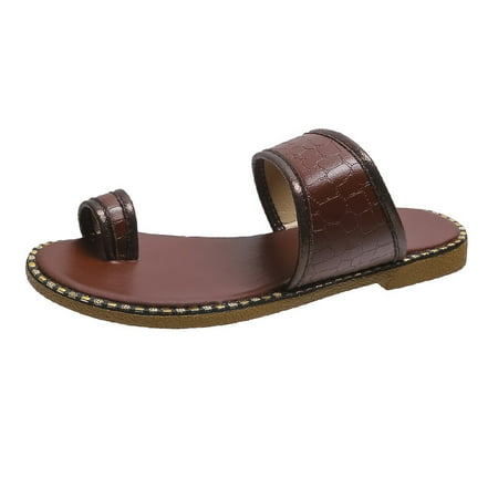OAVQHLG3B Clip Toe Flat Slide Sandals for Womens Dressy Summer Beach Sandal Flip-flops Comfort Shoes Slipper