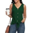 thumbnail image 2 of FIUFY Womens Tank Tops Sleeveless Button Down Shirts V Neck Tie Front Knot Tunic Blouses, 2 of 4