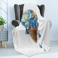 thumbnail image 4 of Ice Cream Soft Flannel Fleece Throw Blanket, Dessert Globe Planet Earth Flavor Ecological Graphic Print, Cozy Plush for Indoor and Outdoor Use, 70" x 90", Pale Caramel Violet Blue, by Ambesonne, 4 of 5