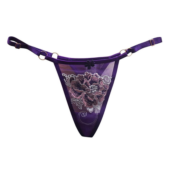 Panties for Women,Seamless Adjustable Low Waist Sheer Mesh Thong Underwear Comfort,Womens Underwear,Purple,One Size