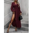 thumbnail image 6 of Women's Long Sleeve V Neck Wrap Maxi Dress with Slit Formal Fall Wedding Guest Cocktail Party Dress, 6 of 6