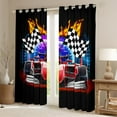 thumbnail image 2 of Race Car 30%-50% Blackout Curtains 76x54 Sports Car Print Curtains For Teens,Extreme Sports Theme Curtains & Drapes Black White Checkered Bedroom Curtains Racing Car Home Decor, 2 of 6