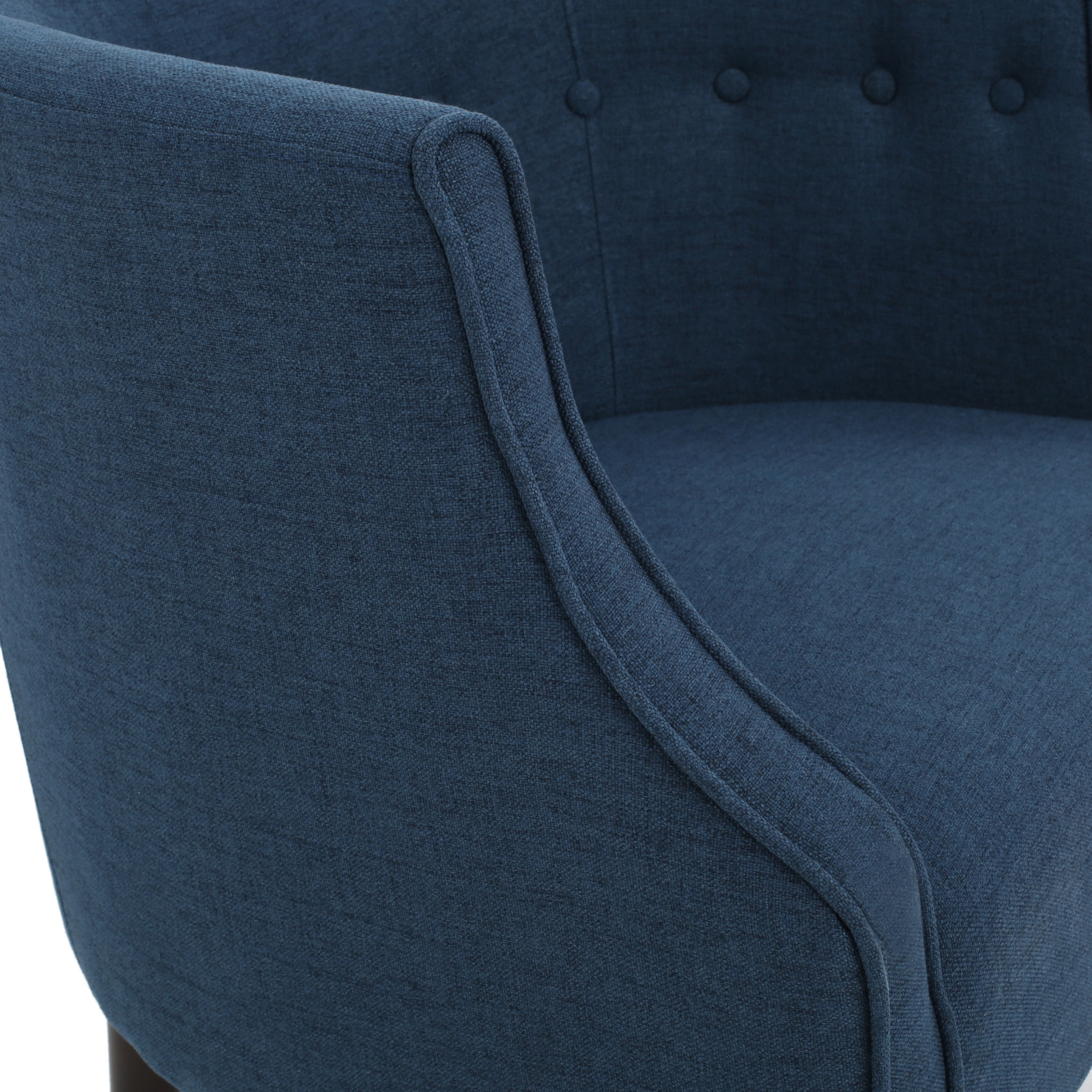 Noble House Queensbury Contemporary Button-Tufted Navy Blue Fabric Club Chair