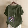 thumbnail image 2 of Summer Tops for Women Casual Short Sleeve Floral Print Blouses Plus Size Round Neck T Shirts Loose Fit Comfy Shirts Blusas De Mujer, 2 of 5