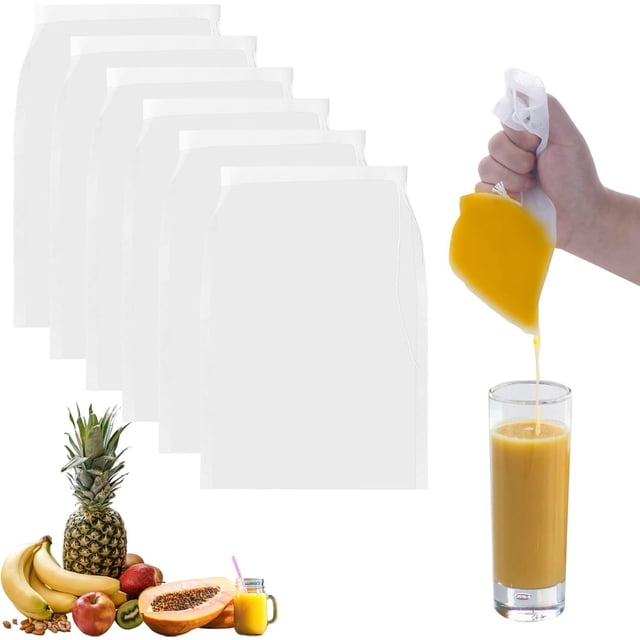 6 Bolsas de Filtro Reutilizables de Grado Alimenticio - Tela Filtrante para Leches Vegetales, Queso Casero, Café Frío, Tofu y Caldos, Malla Fina Multiusos para Cocina