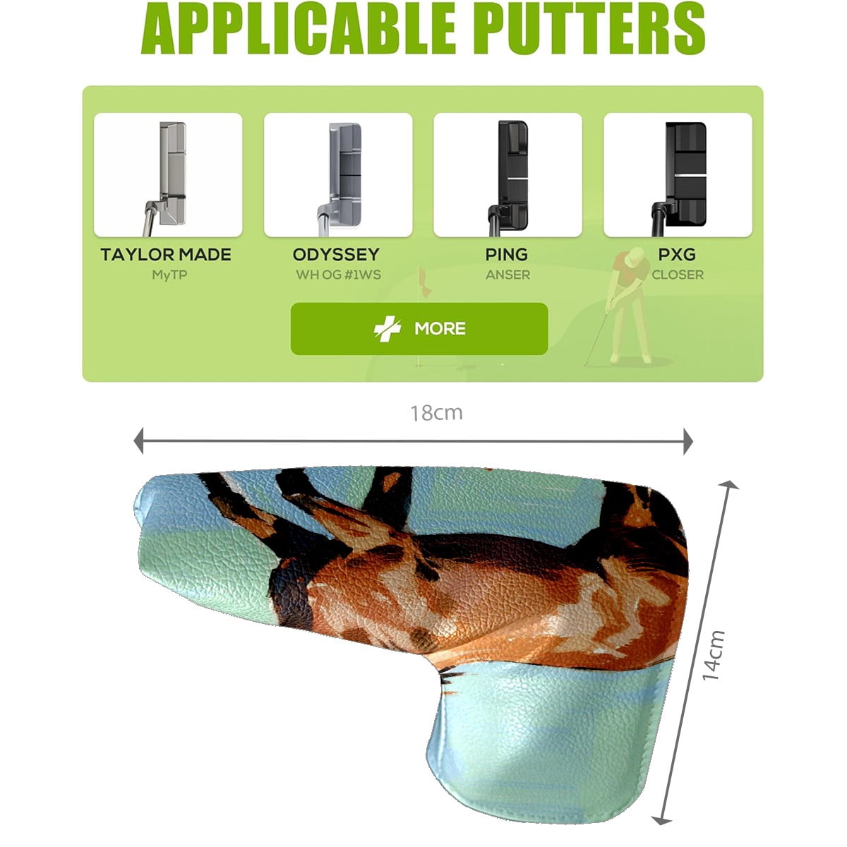 Golf Club Head Cover | Leather Golf Club Putte Headcover , Waterproof Golf Club Head Cover Set Driver Headcovers for Golf Clubs Men Women Horse