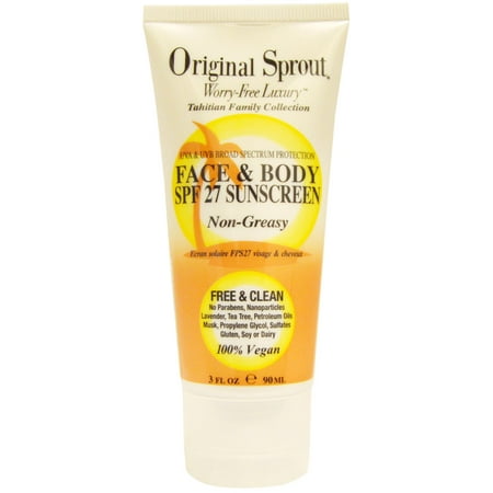 Original Sprout Inc Face and Body SPF 27 Sunscreen Non Greasy 3 fl oz 90 (Best Non Greasy Sunscreen For Face In India)