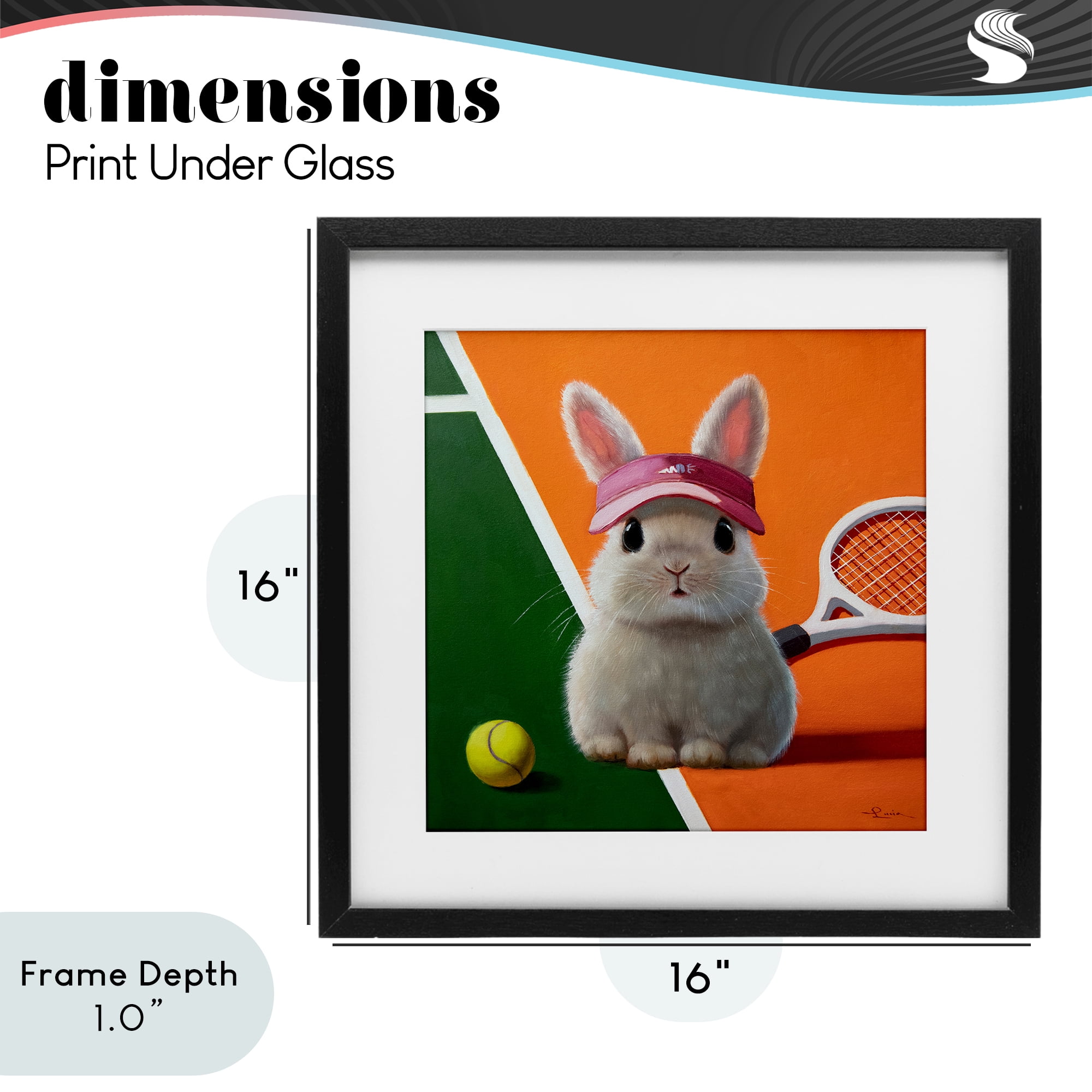 Stupell Industries Match Ready Tennis Bunny Black Framed Print Under Glass, design by Lucia Heffernan