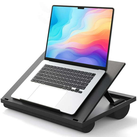 Adjustable Lap Desk - HUANUO 8 Adjustable Angles & Dual Cushions Laptop Stand Fits Up to 15.6In for Car, Work Table, Lap Writing Board & Dr