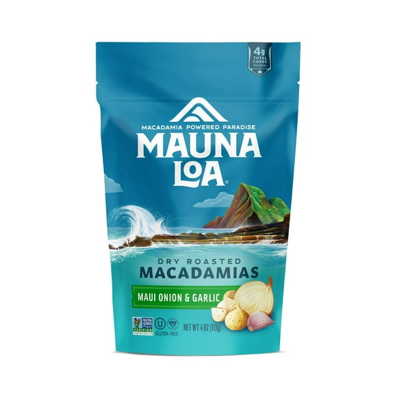 Mauna Loa Maui Onion & Garlic Macadamias, Gluten-Free, Keto Friendly, 4 oz. Bag