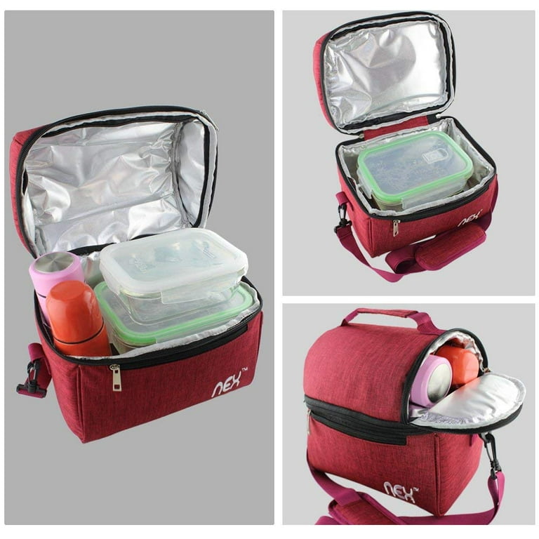 NEX Double Cooler Lunch Box- Insulated Tote with Large Capacity, Adjustable Shoulder Strap and Zipper Closure For Easy Access and Travel- Red Color (NX- LUNCHBAG-7) - Walmart.com NEX Double Cooler Lunch Box- Insulated Tote with Large Capacity, Adjustable Shoulder Strap and Zipper Closure For Easy Access and Travel- Red Color (NX- LUNCHBAG-7) - Walmart.com