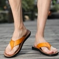 thumbnail image 2 of Mostsola Flip Flops for Men Leather Flats Arch Support Beach Shoes Soft Sole Slip on Shoes, 2 of 8
