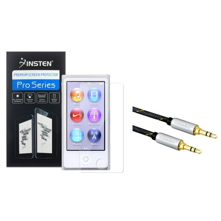 Universal Reusable Screen Protector Insten Reusable Screen Protector For Apple iPod nano 7 7th Generation (+ 3.5mm Universal Audio Cable) (2-in-1 Accessory Bundle) ()
