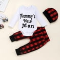 thumbnail image 3 of SYNPOS Newborn Baby Boy Clothes Mommy's New Man Letter Print Romper+ Pants+Hat 3PCS Outfit 0-18 Months, 3 of 9