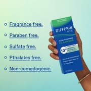 Differin Maximum Strength Acne Foaming Cleanser Face and Body Wash with 10% Benzoyl Peroxide, Fast-Acting Acne Treatment, 5 oz