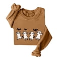 thumbnail image 4 of Feancey Womens Oversized Halloween Sweatshirt Holiday Casual Cat Print Crewneck Pullover Tops Teen Girl Long Sleeve Fleece Sweatshirts Coffee XXL, 4 of 4