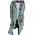 thumbnail image 2 of Cardigan Sweaters for Women Long Sleeve Button Hooded Knitted Sweater Coat with Pockets Womens Cardigan Sweaters, 2 of 8
