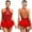 Red, variant on TiaoBug Women Stage Performance Dancewear Glittery Sequins Tango Salsa Latin Dance Leotard Dress Blue L