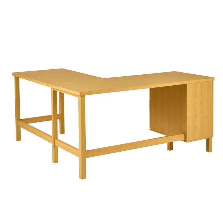 Better Homes & Gardens Lillian Fluted L-Shape Desk, Natural Pine
