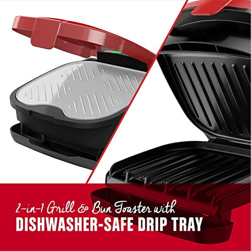 Foreman 5Minute Burger Grill, Electric Indoor Grill, Red