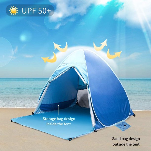 Beach Tent Sun Shade Sun Shelter Pop Up Tents for Beach Saoqi Automatic 2 Seconds Open Beach