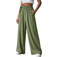 thumbnail image 2 of Karymi Biker Shorts Women Elastic High Waist Side Tie Wide Leg Palazzo Pants, Solid Pleated Front Trousers with Deep Side Pockets, Relaxed Flowy Pants Shorts for Women, 2 of 7