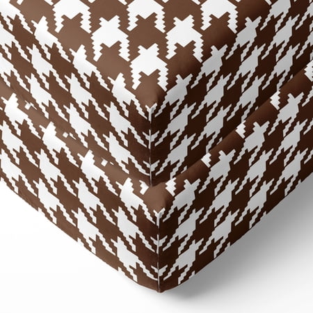 Crib or Toddler Bed Fitted Sheet 100% Cotton Percale  Dots Stripes Houndstooth Chocolate