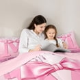 thumbnail image 4 of jejeloiu Monogrammed M Twin Bedding Sets 7-Piece,Cute Girls Bowtie Bedding Comforter Set,Pink Glitter Print Sheet Sets For Child,Microfiber Room Decorative Reversible, 4 of 8